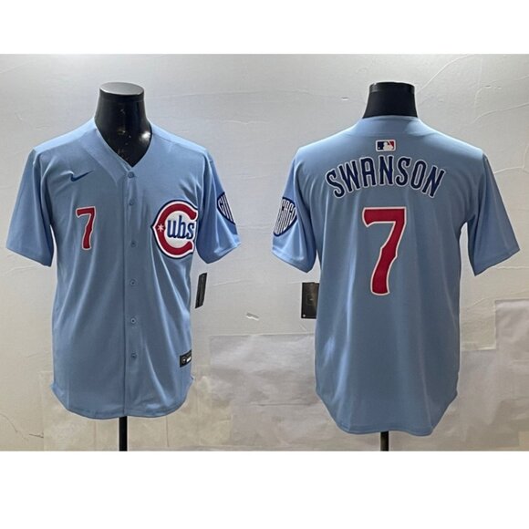 Mens Youths Kids Womens Dansby Swanson Stitched Blue Jersey
